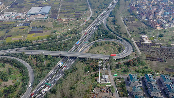 杭州市绕城高速义桥高速互通航拍航拍视频
