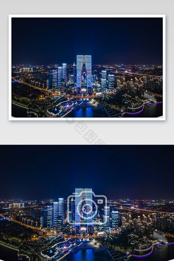 江苏苏州城市东方之门夜景摄影图片