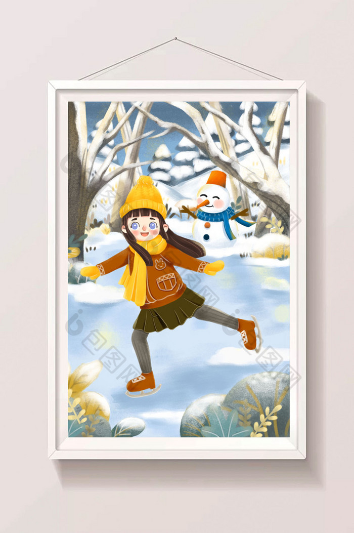 大雪轻肌理森林儿童冬天插画图片图片