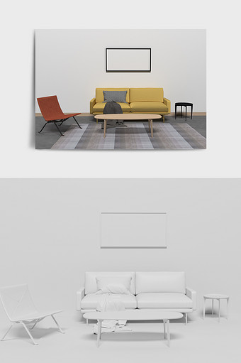 简约室内家具沙发C4D模型图片