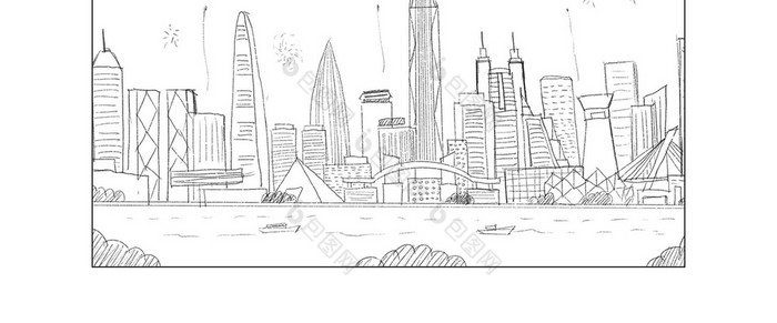 多彩暗色城市插画深圳地王大厦夜景插画图片