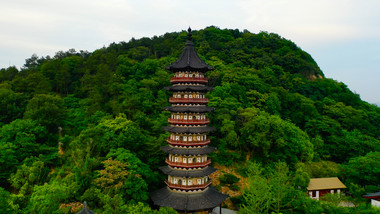 航拍南京牛首山风景区佛顶宫弘觉寺塔