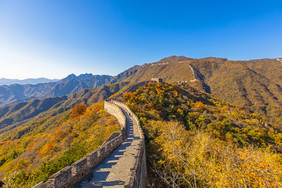 北京大气地标慕田峪的长城建筑摄影