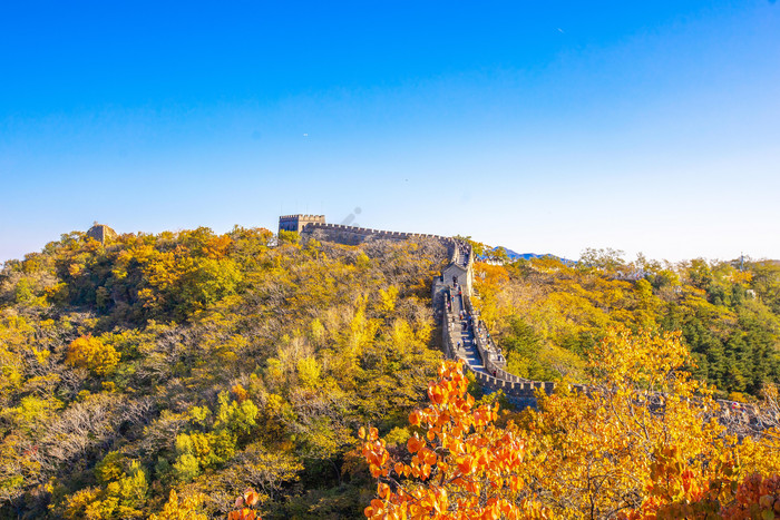 北京大气地标慕田峪长城建筑摄影图片