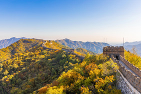 北京大气地标万里长城建筑的摄影图片