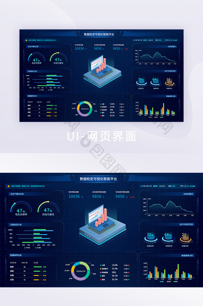 蓝色可视化数据监测智能运维平台