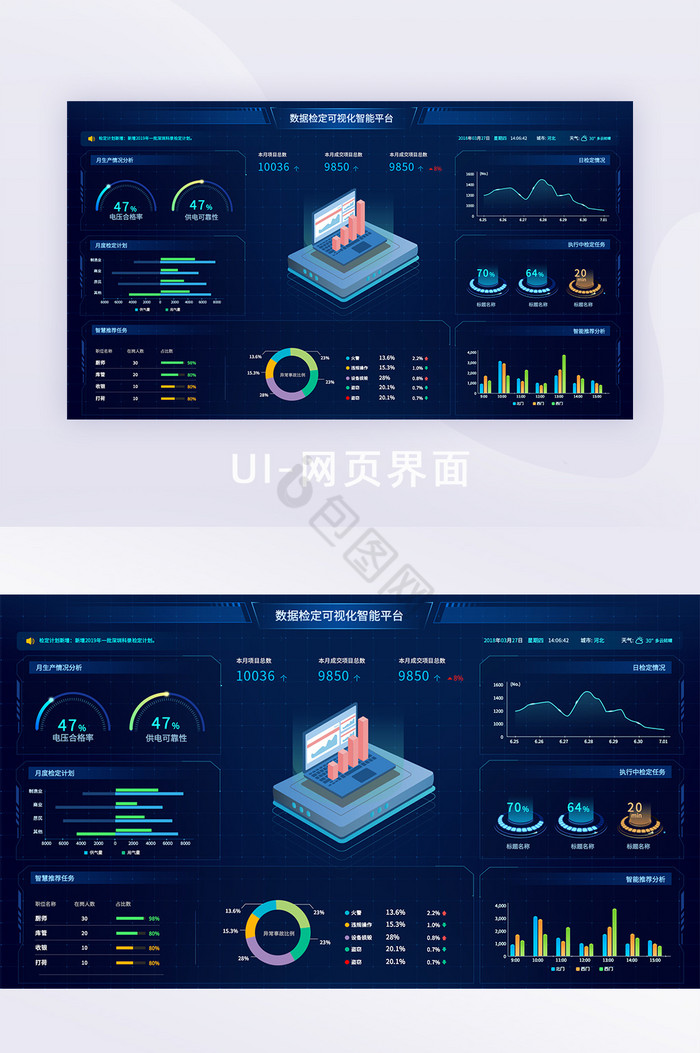 蓝色可视化数据监测智能运维平台图片