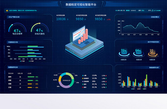 蓝色可视化数据监测智能运维平台图片