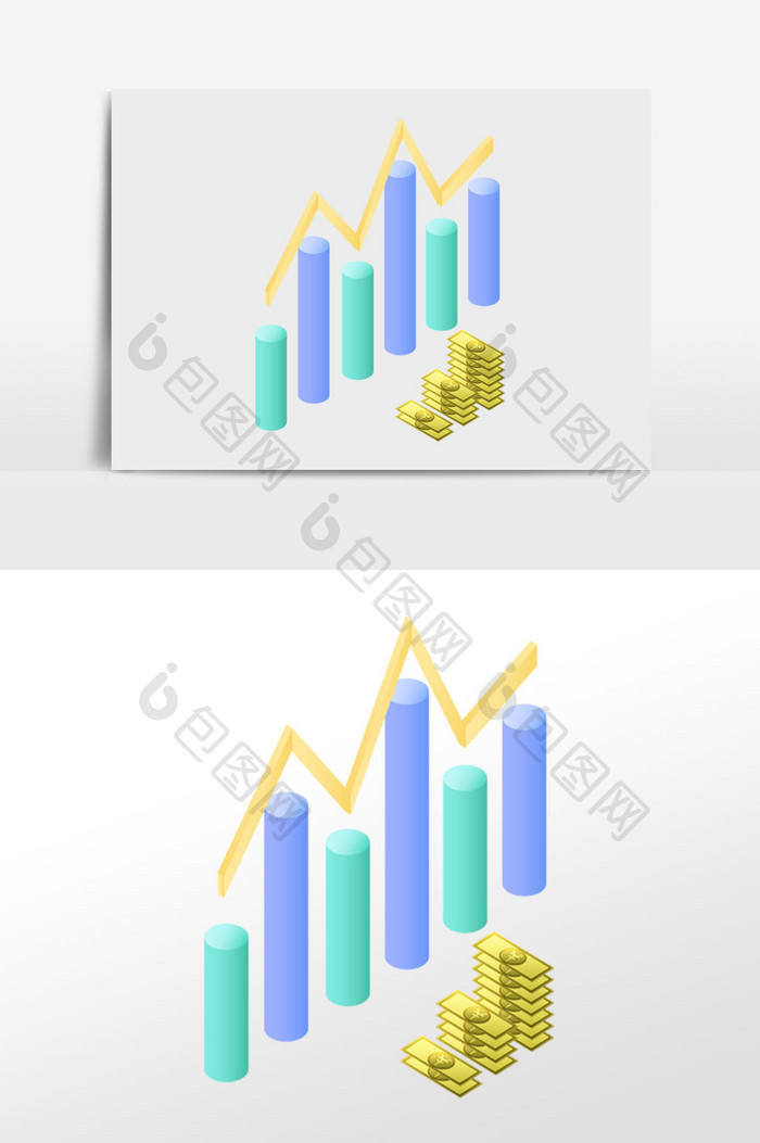 2.5D创意立体上升柱状图