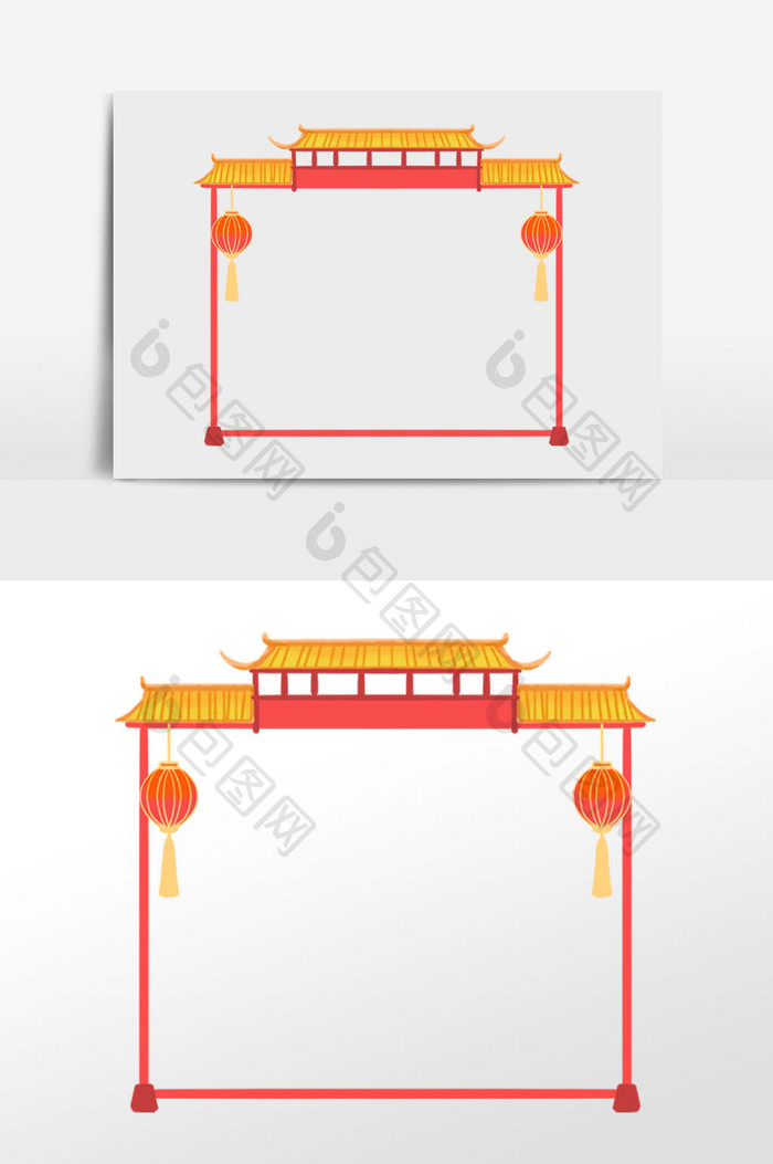 新春灯笼门楼边框