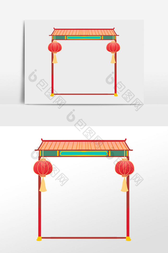 新年新春灯笼门楼边框