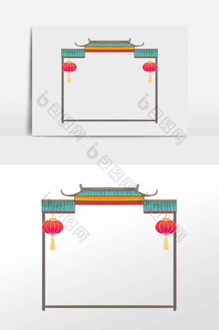 中式古风春节门楼边框