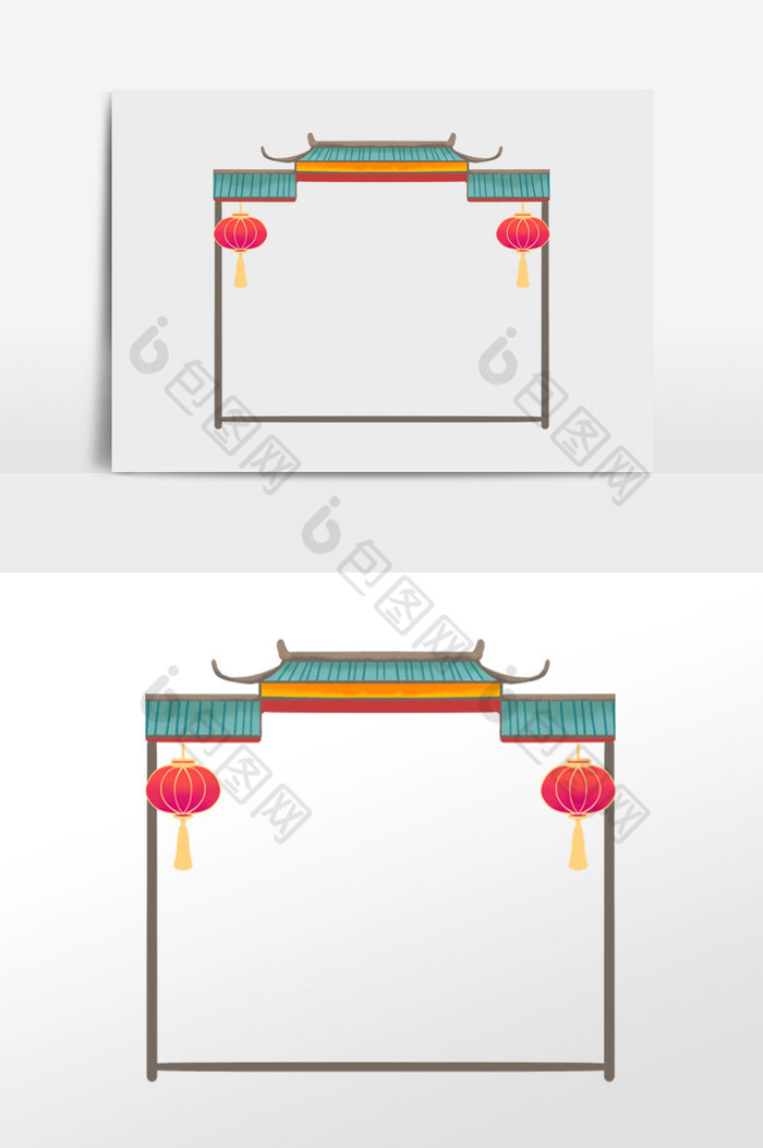 中式古风春节门楼边框图片图片