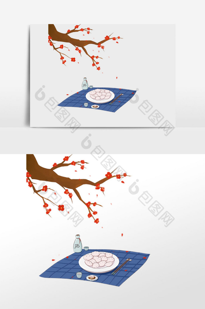 冬至立冬梅花吃饺子图片图片