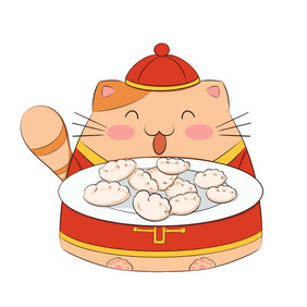 冬至立冬吃饺子小猫