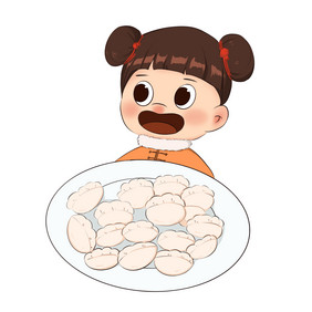 冬至立冬吃饺子小女孩