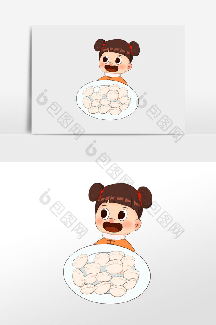 冬至立冬吃饺子小女孩