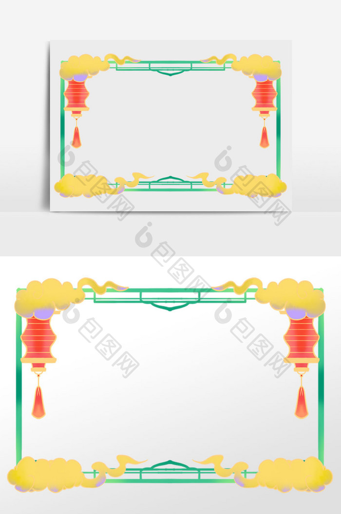 春节灯笼祥云边框