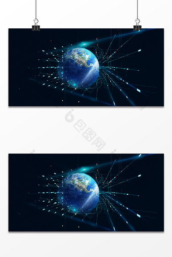 蓝色星球炫酷数据科技地球未来感背景图片