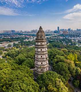 大气江苏苏州虎丘山风景区航拍摄影图