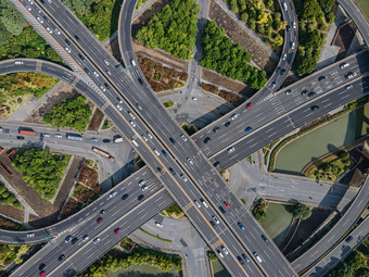 航拍苏州新庄立交桥枢纽