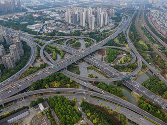 航拍苏州新庄立交桥枢纽