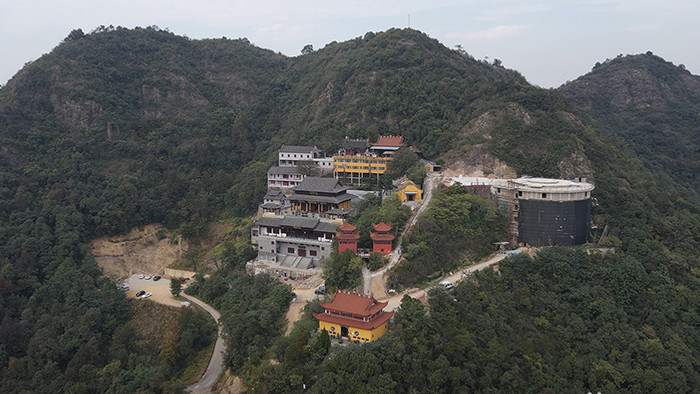 杭州市莲华古寺老虎洞莲花庵航拍视频