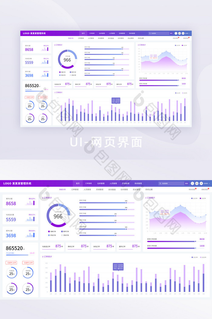 简约清新后台管理系统可视化数据界面