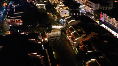 航拍南京秦淮风光带夫子庙风景区夜景人流