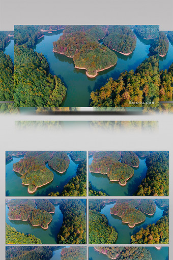 航拍浙江省杭州市饮用水保护地枫叶湖图片