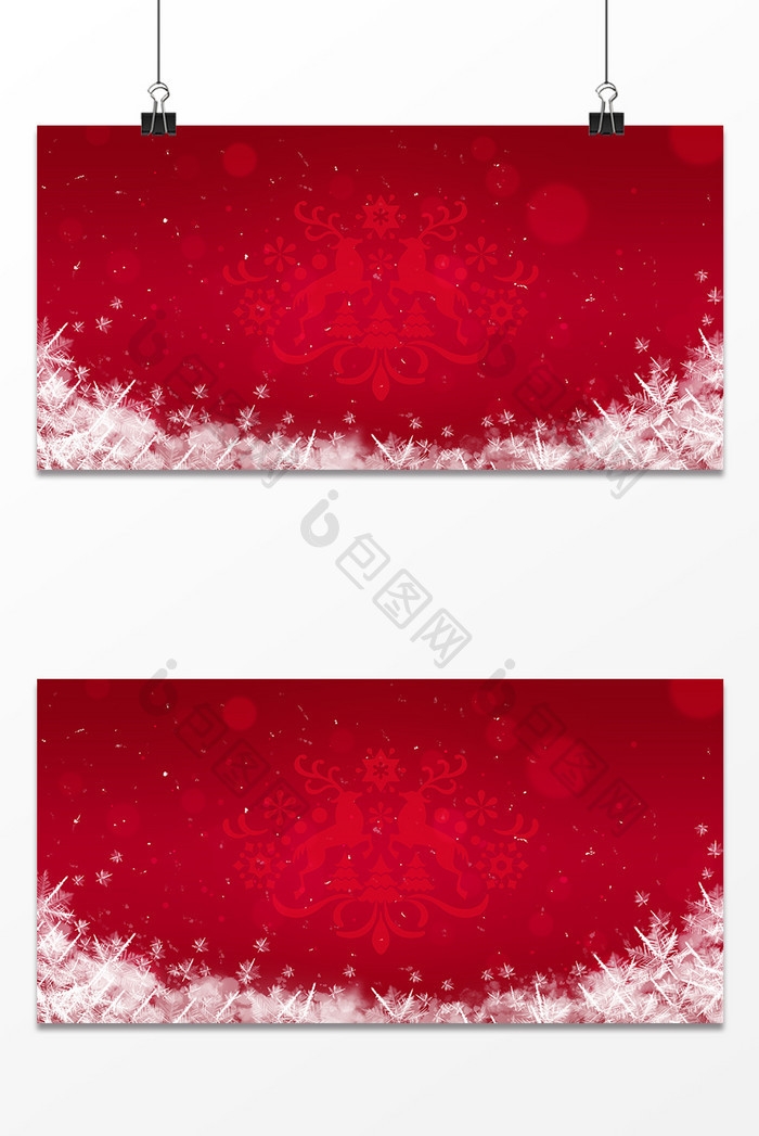 红色浪漫光斑雪花圣诞节背景
