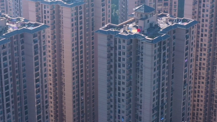 城市高层建筑楼盘商圈航拍实拍视频