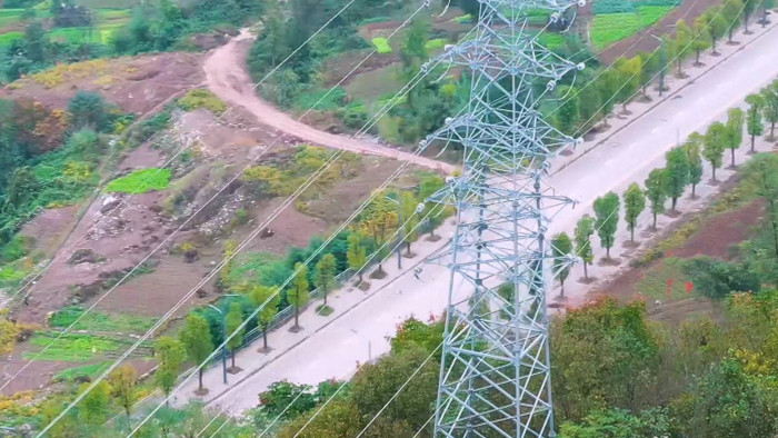 电力电缆电塔线路航拍实拍视频