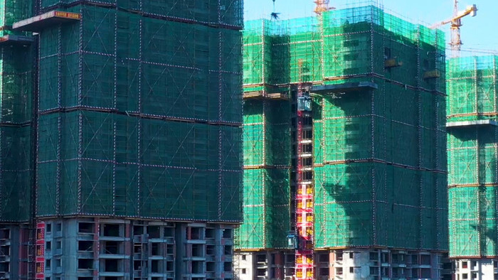 高层建筑施工工地航拍实拍视频