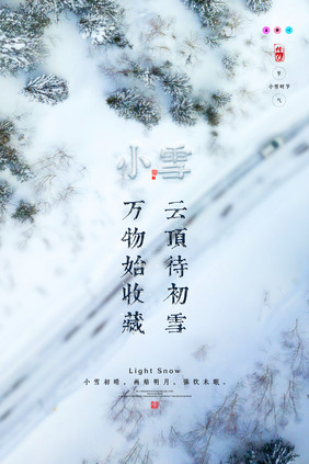 简约大气小雪节气海报