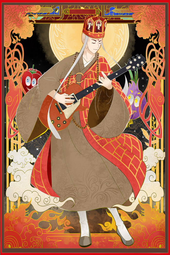 红古风唐三藏唐僧插画