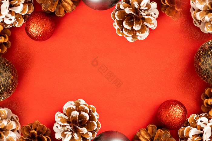 圣诞节圣诞框创意红色背景图图片