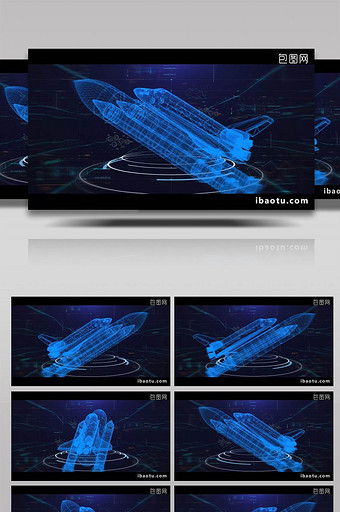 科技感HUD火箭航天飞机背景视频图片