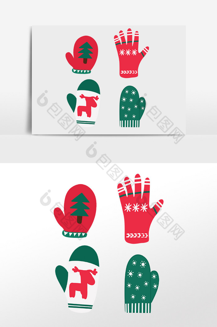 圣诞节圣诞手套彩色图片图片