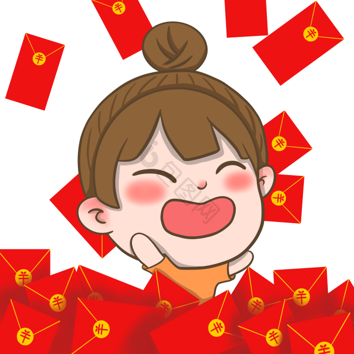 新年发红包女孩png下载-包图网