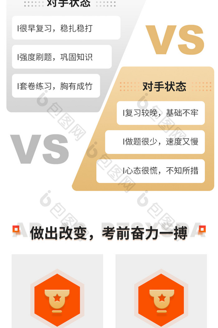 橙色插画考试冲刺训练营培训H5信息长图