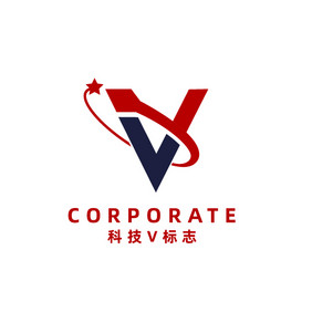 互联网科技网络字母v标志