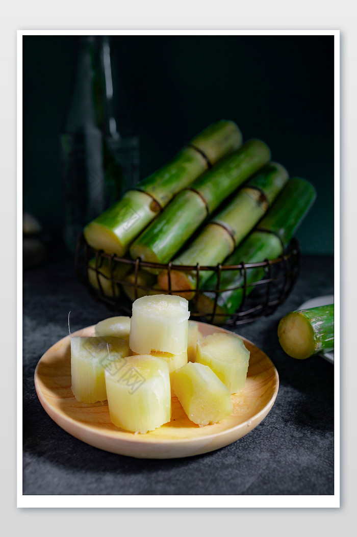 青皮甘蔗绿色美食甜甜的有嚼头的图片图片