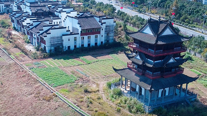 航拍安徽省黄山市徽州区徽派建筑群