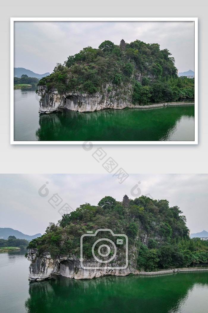 航拍廣西桂林象鼻山片