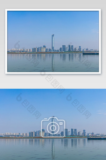清新大气江苏金鸡湖国金中心摄影图片