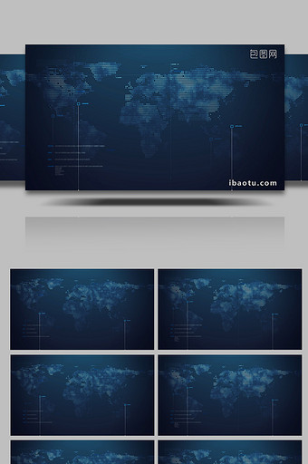 大气科技数据跳动粒子地图背景视频图片