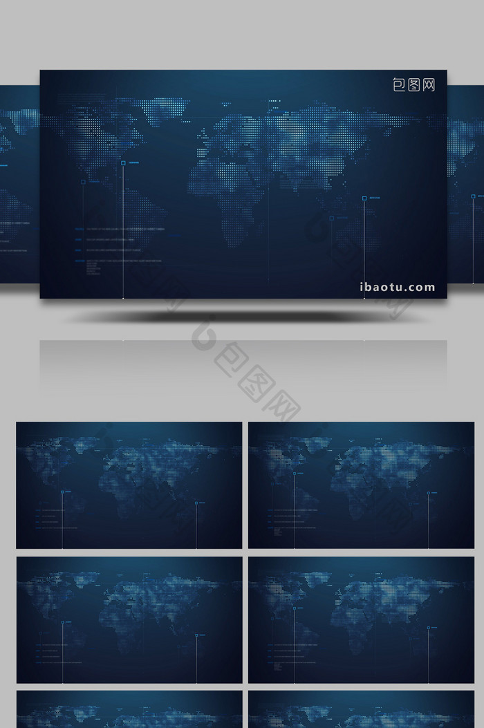 大气科技数据跳动粒子地图背景视频