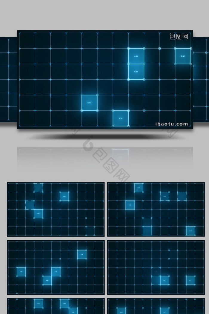高端蓝色光效商务网格背景视频