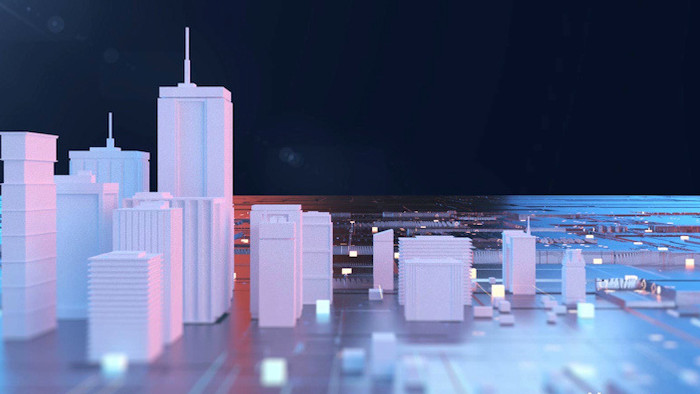 高端震撼3D光效城市商务背景视频1